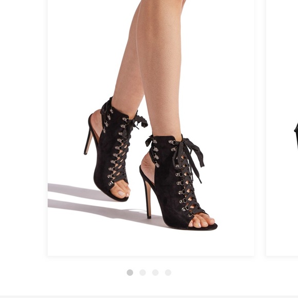 Shoe Dazzle Shoes - Lace up black heels